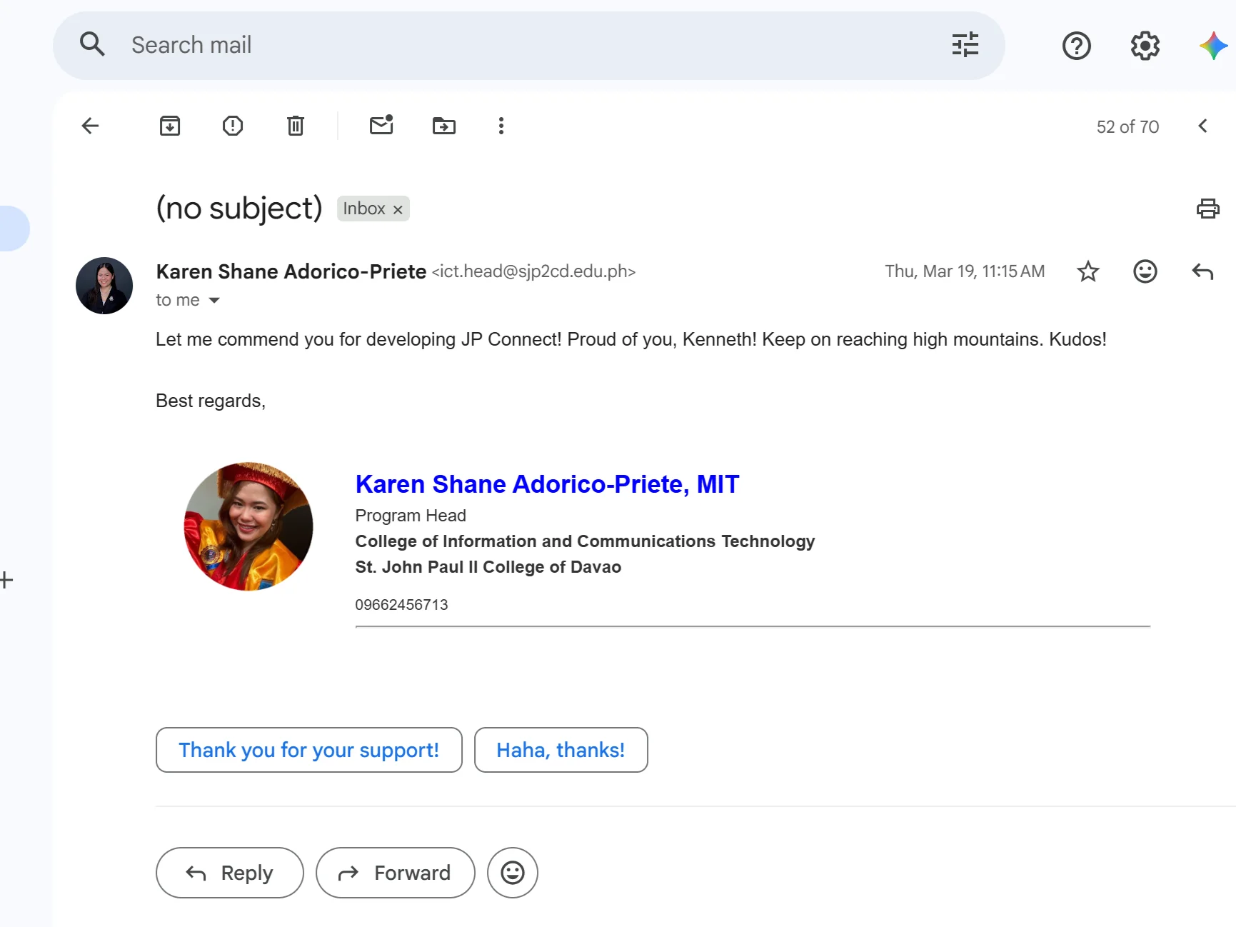 JP Connect — Program Head Email