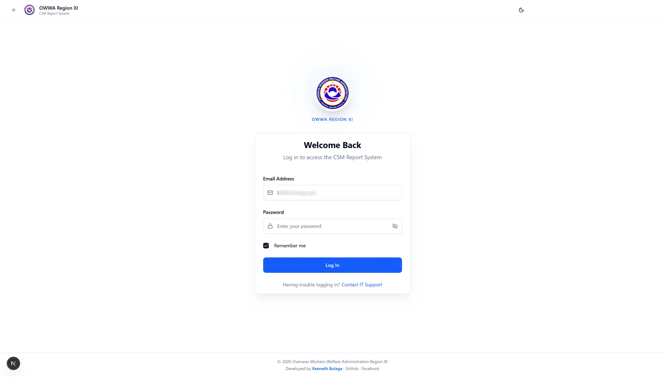 OWWA CSMR System — Secure Role Login